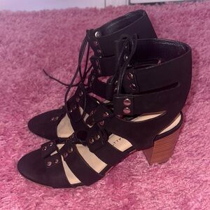 Loeffler Randall Hana Black Lace Up Gladiator Heels Size 6